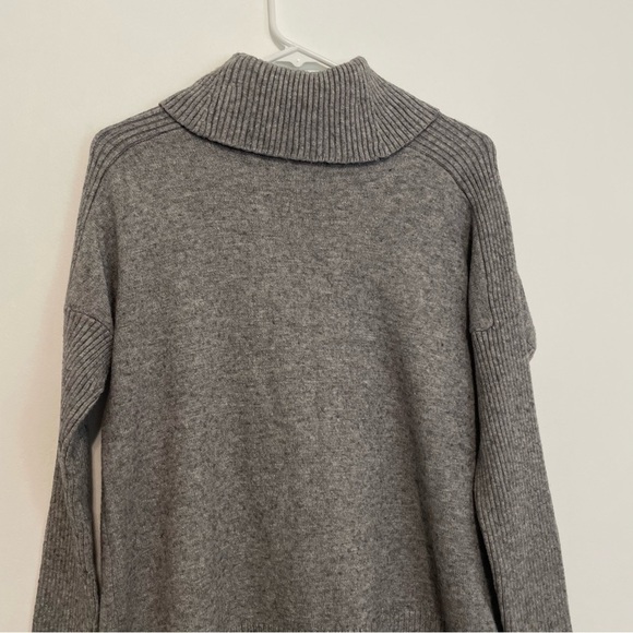 CABLE & GAUGE Cowl Neck Sweater Gray Flecked Speckled Hi-Lo Hem Tunic Sweater L - Picture 13 of 14